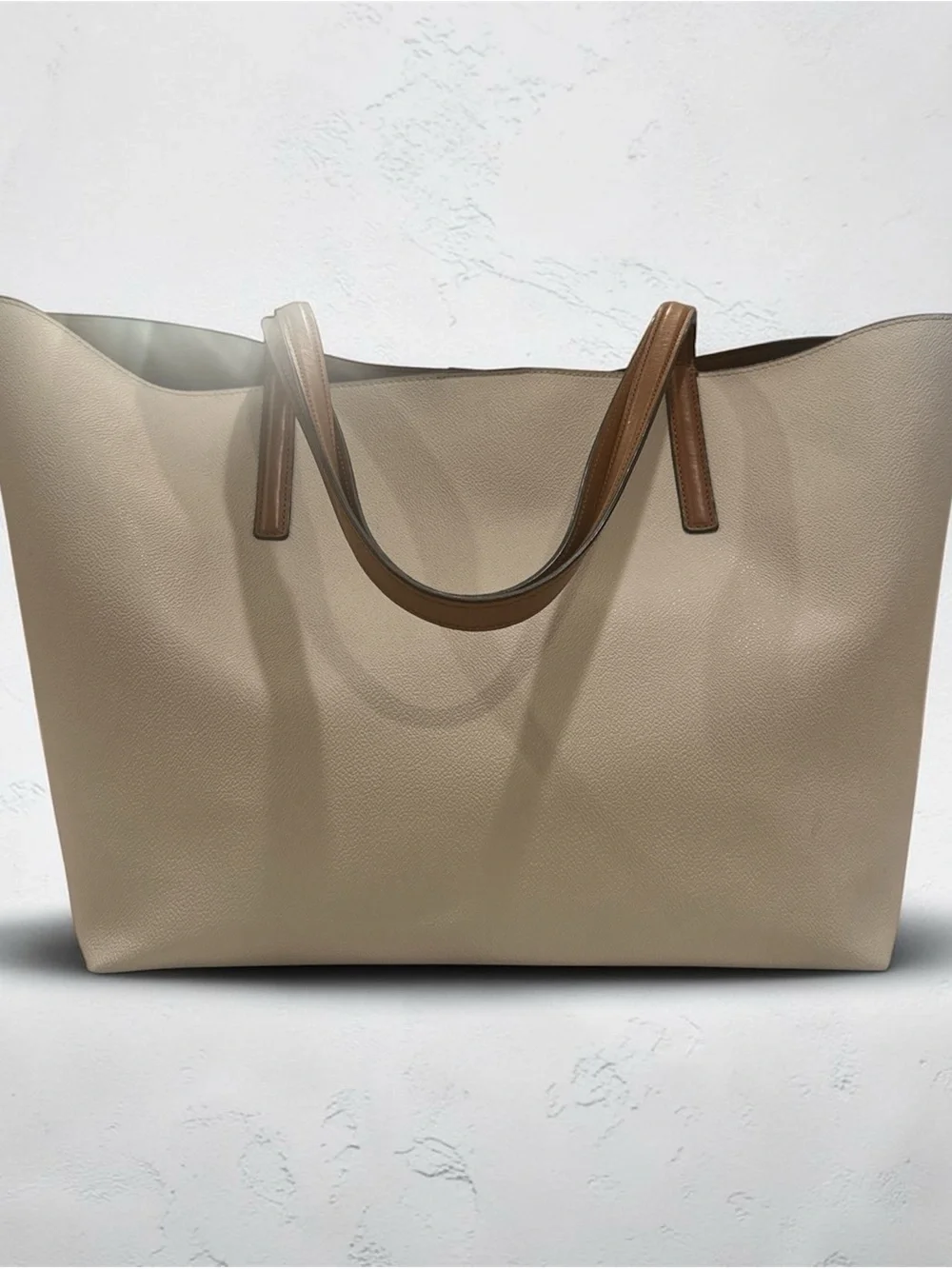 Michael Kors Taupe Tote with Brown Trim and Gold MK Charm
